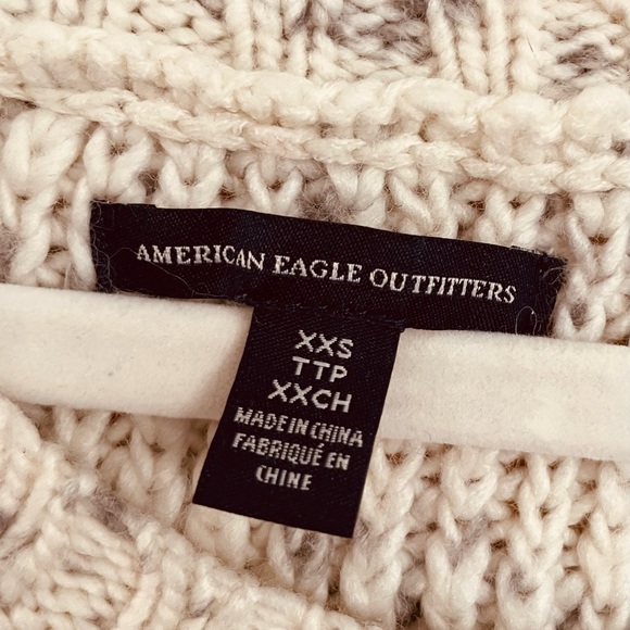 American Eagle White and Gray Flecked Cable Knit Sweater Dress, Size XXS - Picture 2 of 3